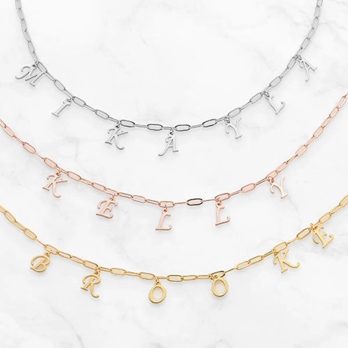 Dangling Script Name Paperclip Chain Necklace sold by Limoges Jewelry