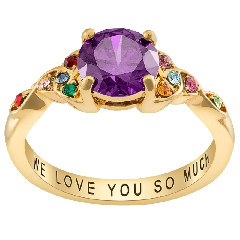 14K Gold Plated Birthstone Ring with Trinity Knot sold by Limoges Jewelry