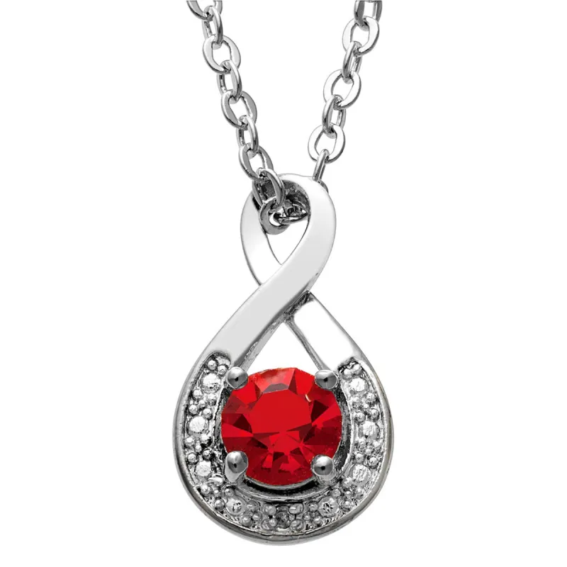 Silver Plated Birthstone Necklace with Diamond Accents sold by Limoges Jewelry