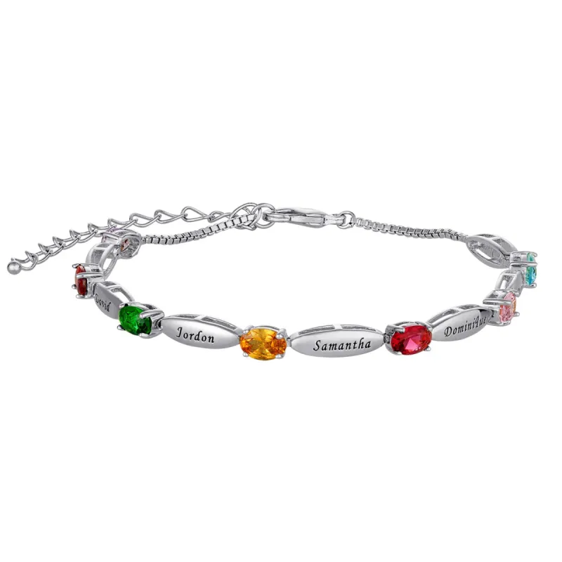 Sterling Silver Mother's Name and Birthstone Bracelet sold by Limoges Jewelry