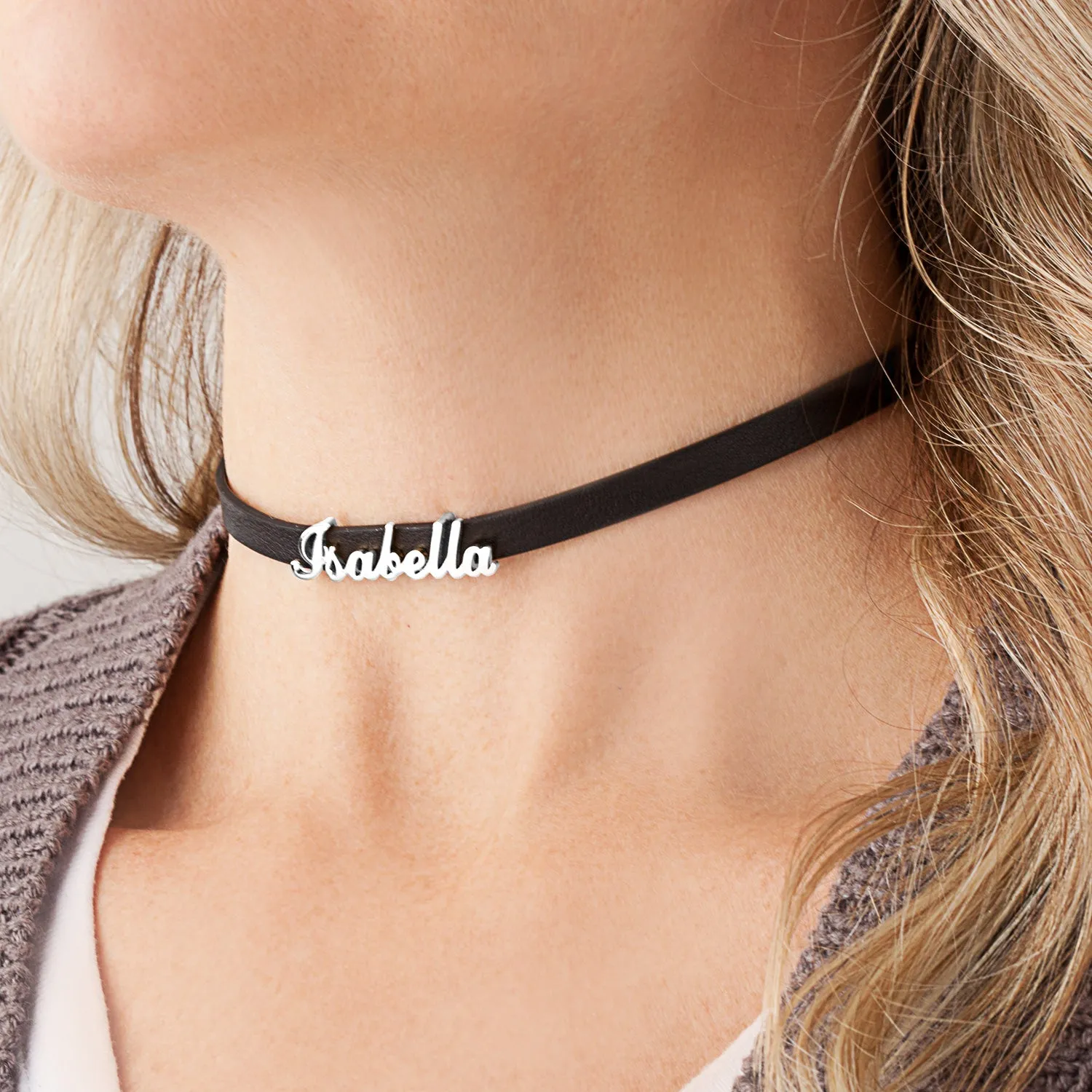 Name Leather Wrap Bracelet and Choker sold by Limoges Jewelry