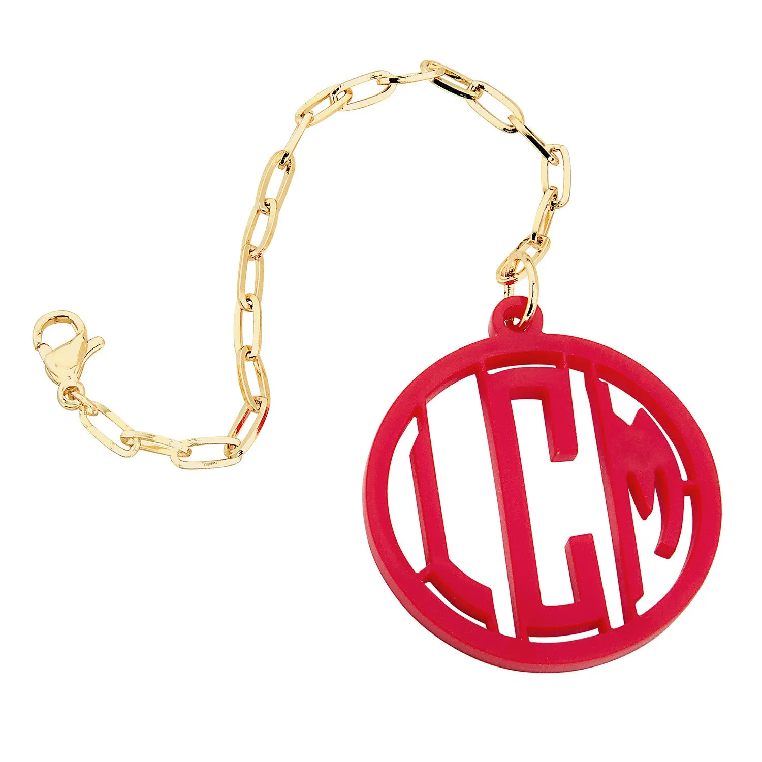 Circle Monogram Acrylic Charm Paperclip Chain Accessory sold by Limoges Jewelry product image thumbnail 3