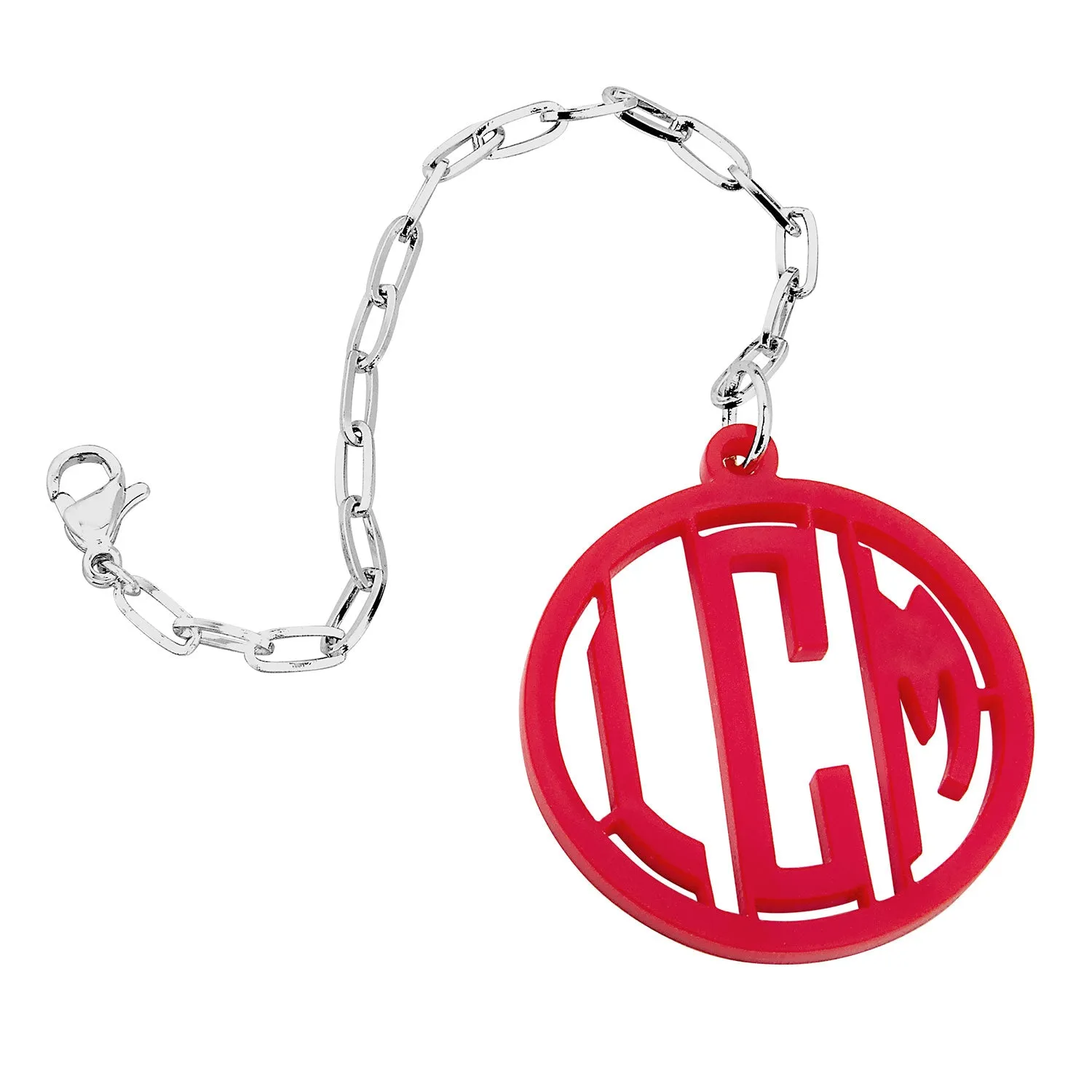 Circle Monogram Acrylic Charm Paperclip Chain Accessory sold by Limoges Jewelry product image thumbnail 2