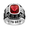 Men's Silver Plated Cushion Birthstone & CZ Class Ring sold by Limoges Jewelry