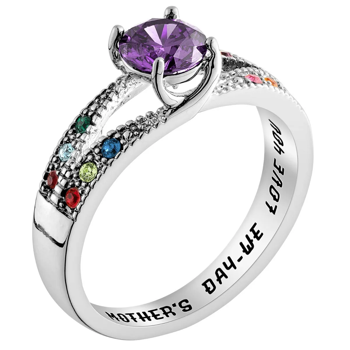 Silver Plated Mother/ Grandmother's Round Family Birthstone Ring sold by Limoges Jewelry product image thumbnail 2