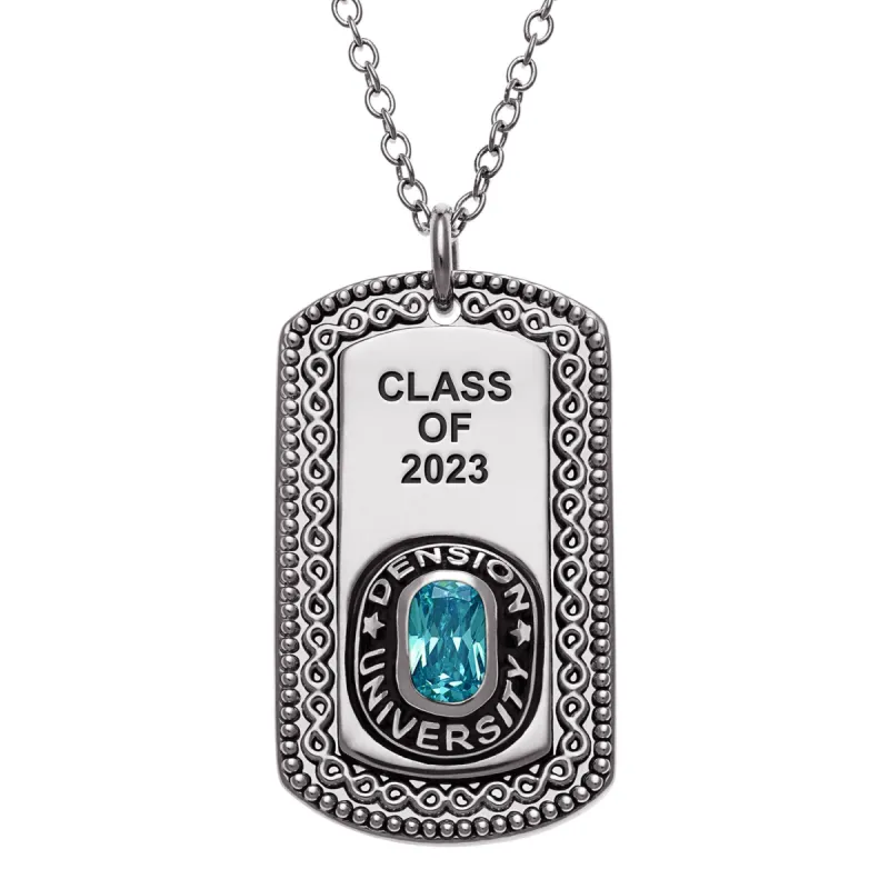 Celebrium Birthstone Engraved Class Necklace sold by Limoges Jewelry