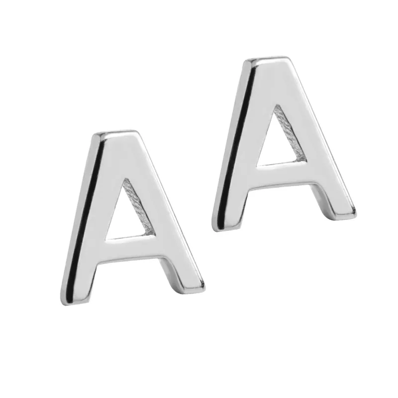 Sterling Silver Petite Uppercase Initial Earring sold by Limoges Jewelry