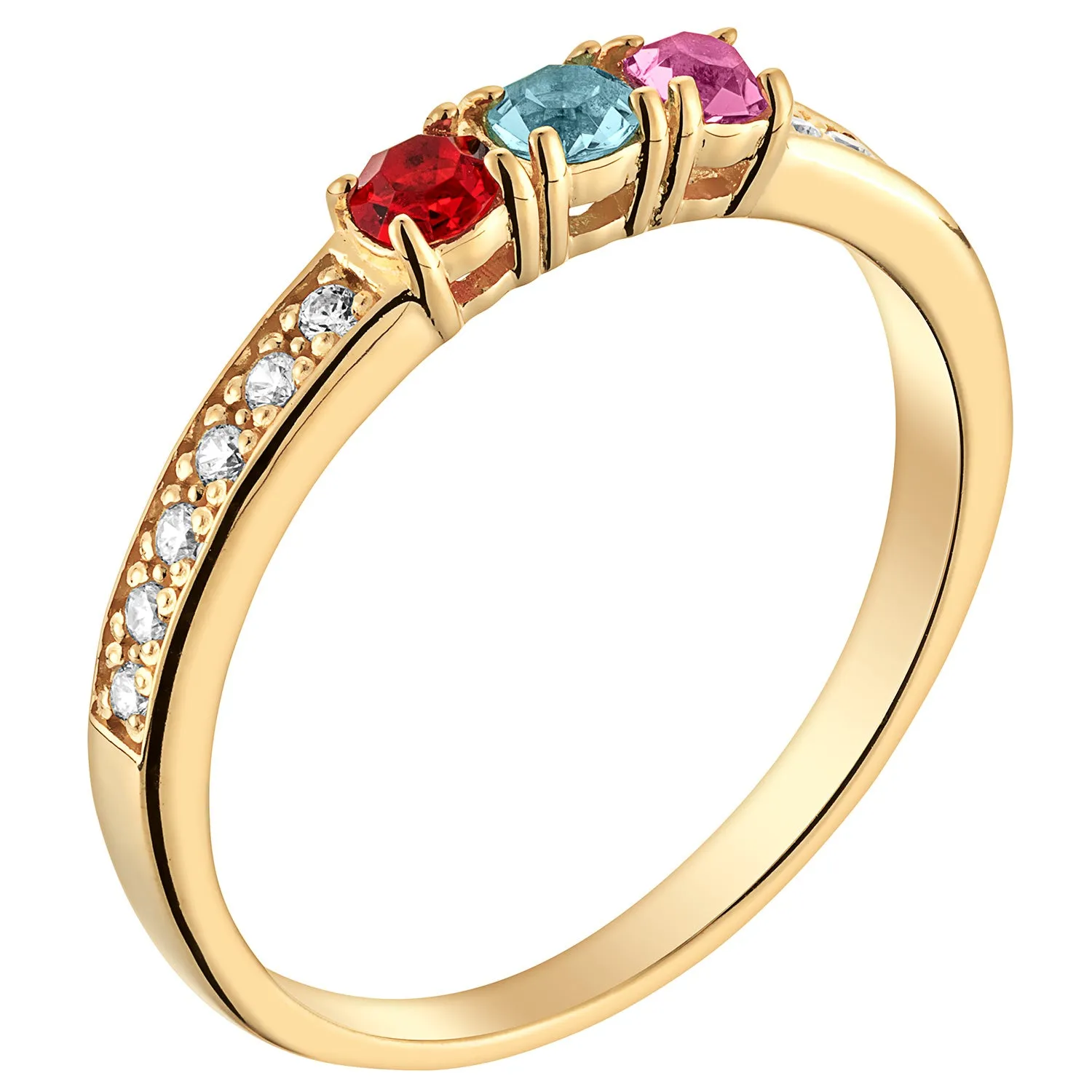 14K Gold over Sterling Round Birthstone and CZ Ring sold by Limoges Jewelry product image thumbnail 2