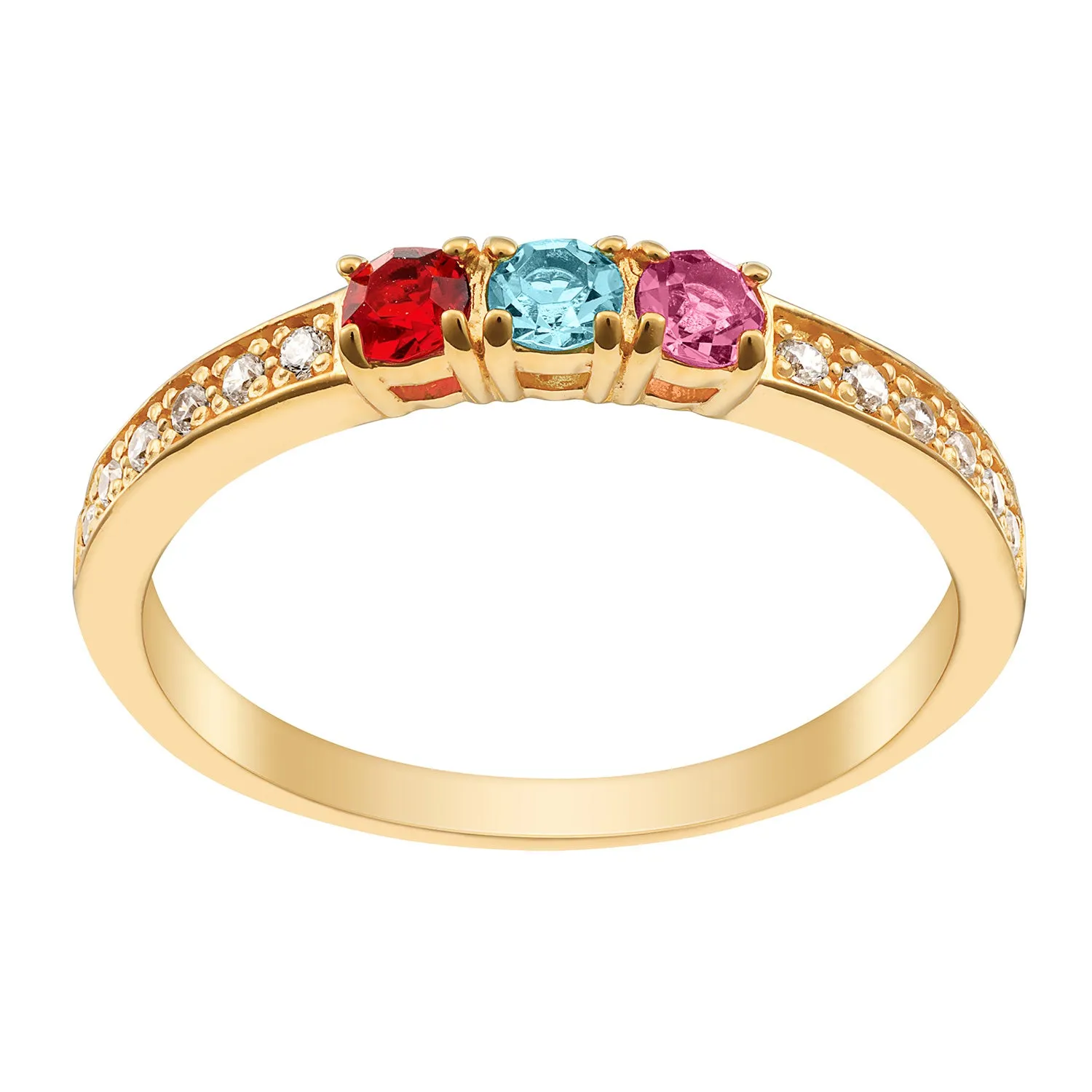 14K Gold over Sterling Round Birthstone and CZ Ring sold by Limoges Jewelry