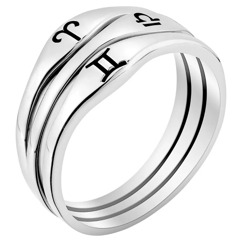 Silver Plated Zodiac Stack Ring Set of 3 sold by Limoges Jewelry
