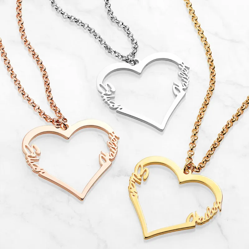 Couples Heart Name Pendant sold by Limoges Jewelry