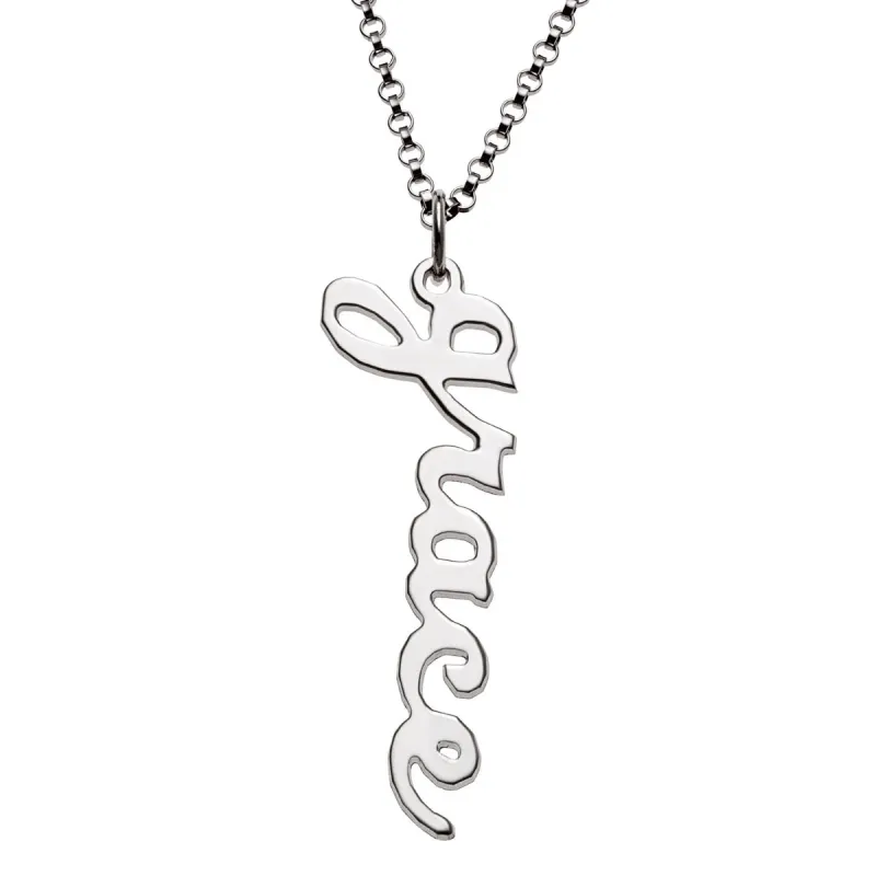 Vertical Lowercase Script Name Necklace sold by Limoges Jewelry