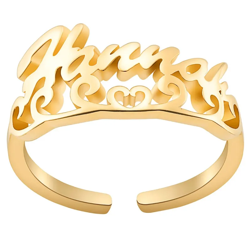 14K Gold Plated Script Name with Scroll Ring sold by Limoges Jewelry