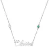 Sterling Silver Petite Script Name and Birthstone Necklace sold by Limoges Jewelry