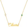 Sterling Silver Petite Script Name and Birthstone Necklace sold by Limoges Jewelry