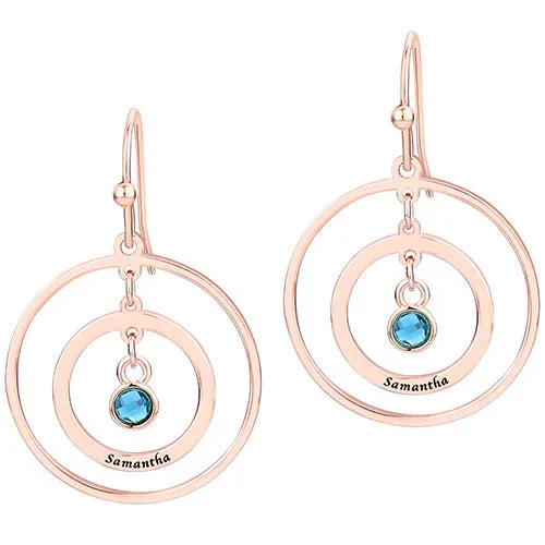 Engraved Concentric Circles with Birthstone Drop Earrings sold by Limoges Jewelry product image thumbnail 5