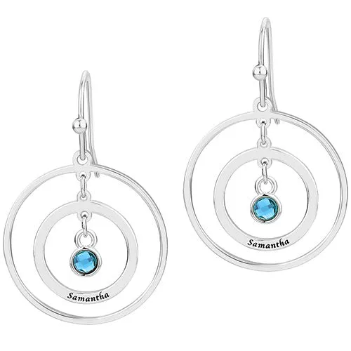 Engraved Concentric Circles with Birthstone Drop Earrings sold by Limoges Jewelry product image thumbnail 2
