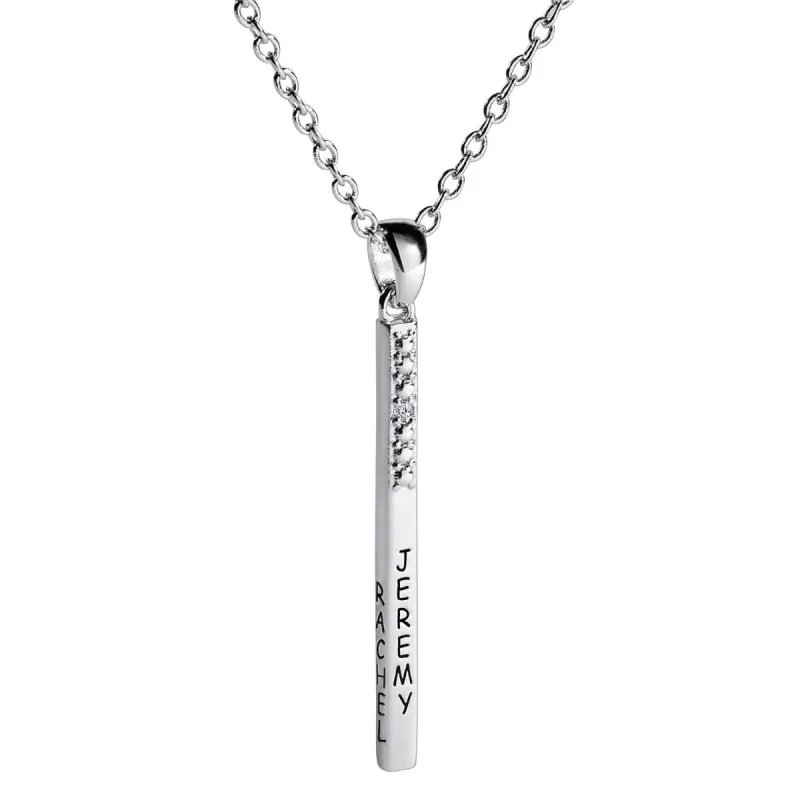 Silver Plated 4 Sided Bar with Diamond Accent sold by Limoges Jewelry