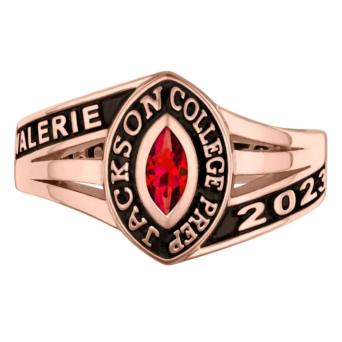 Ladies' 14K Rose Gold over Sterling Birthstone Traditional Class Ring sold by Limoges Jewelry product image thumbnail 2