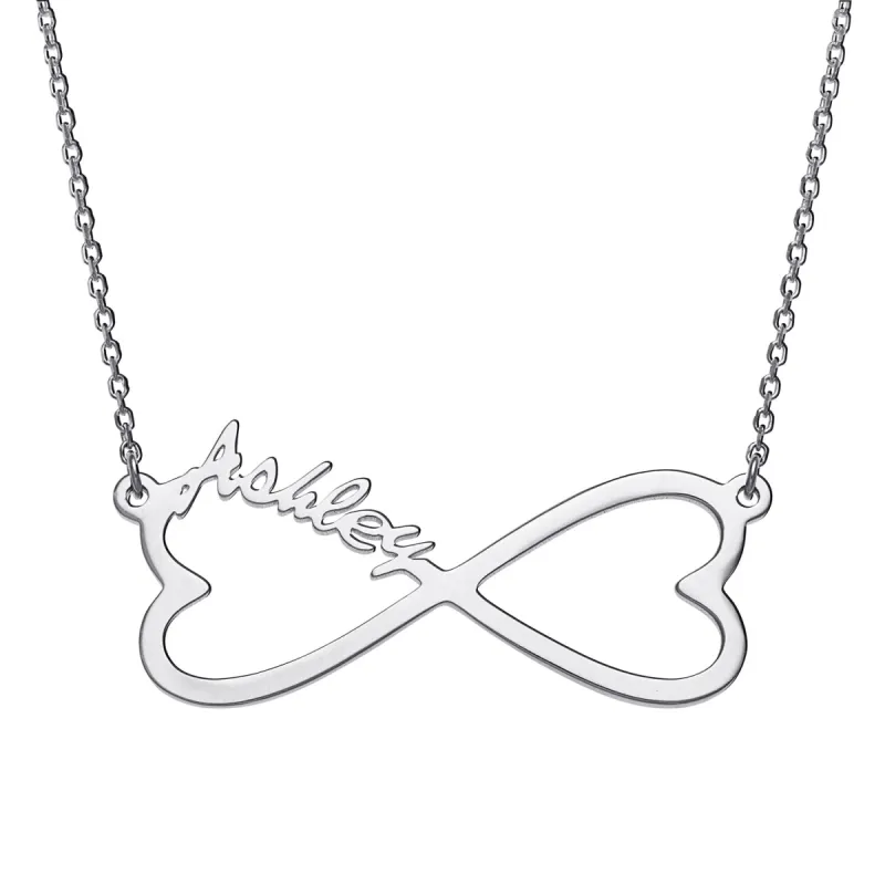 Sterling Silver Personalized Name Heart Infinity Necklace sold by Limoges Jewelry