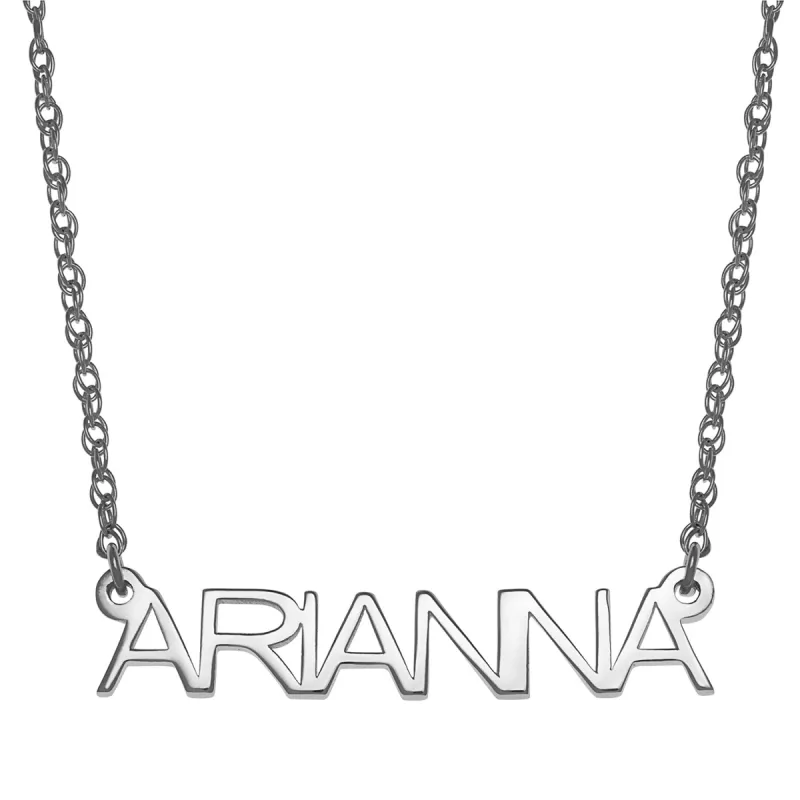 Sterling Silver Petite Uppercase Name Necklace sold by Limoges Jewelry