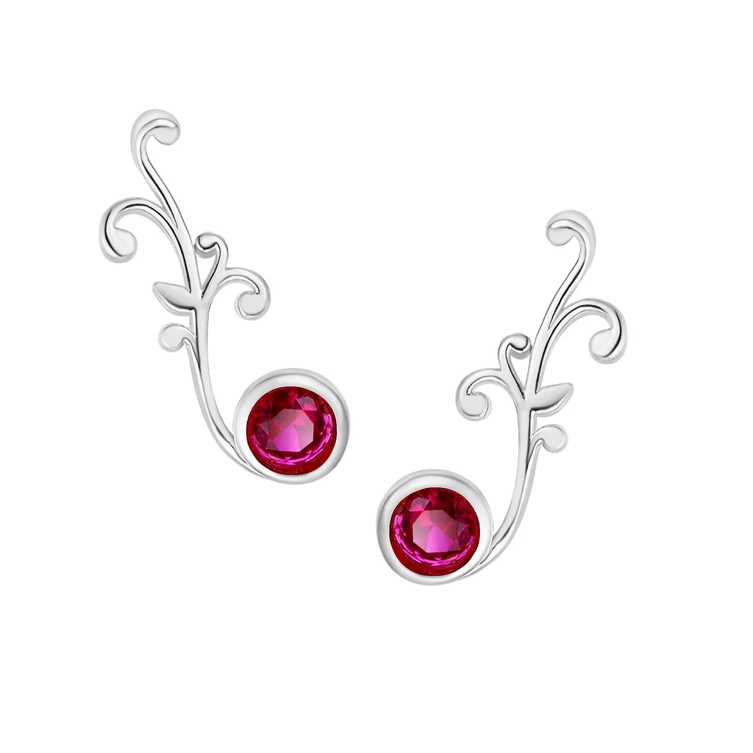 Sterling Silver Birthstone Vine Crawler Earrings sold by Limoges Jewelry product image thumbnail 2
