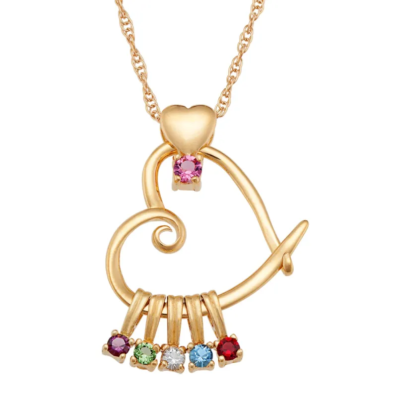 14K Gold over Sterling Heart Slider Birthstone Necklace sold by Limoges Jewelry