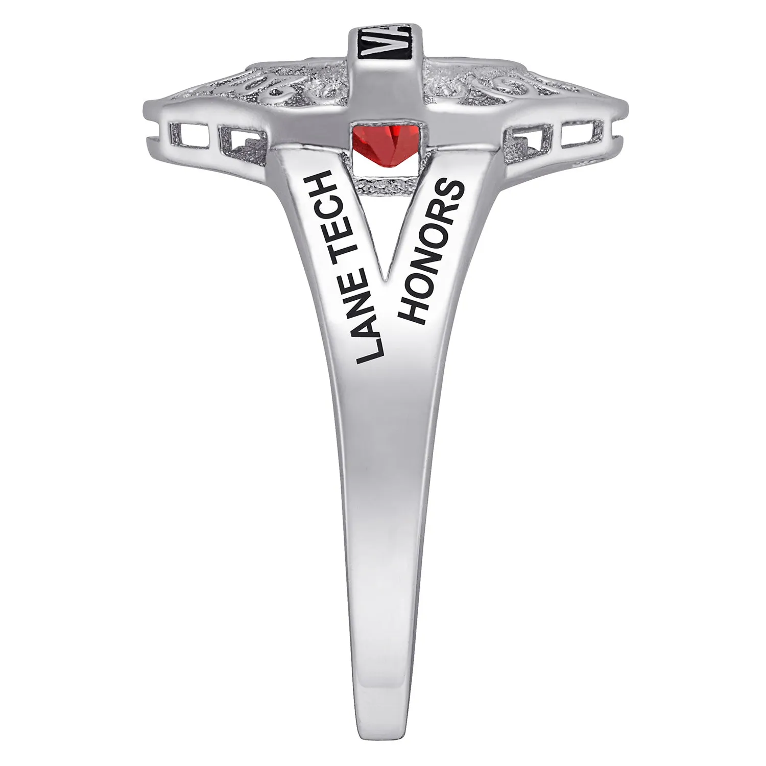 Sterling Silver Bridged Name Birthstone Class Ring with Filigree Hidden Year sold by Limoges Jewelry product image thumbnail 4