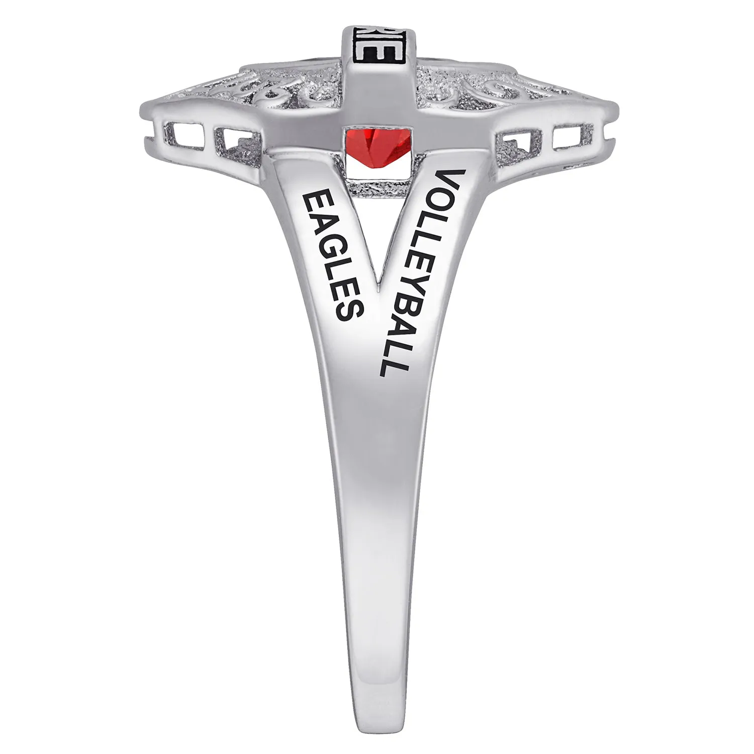 Sterling Silver Bridged Name Birthstone Class Ring with Filigree Hidden Year sold by Limoges Jewelry product image thumbnail 3