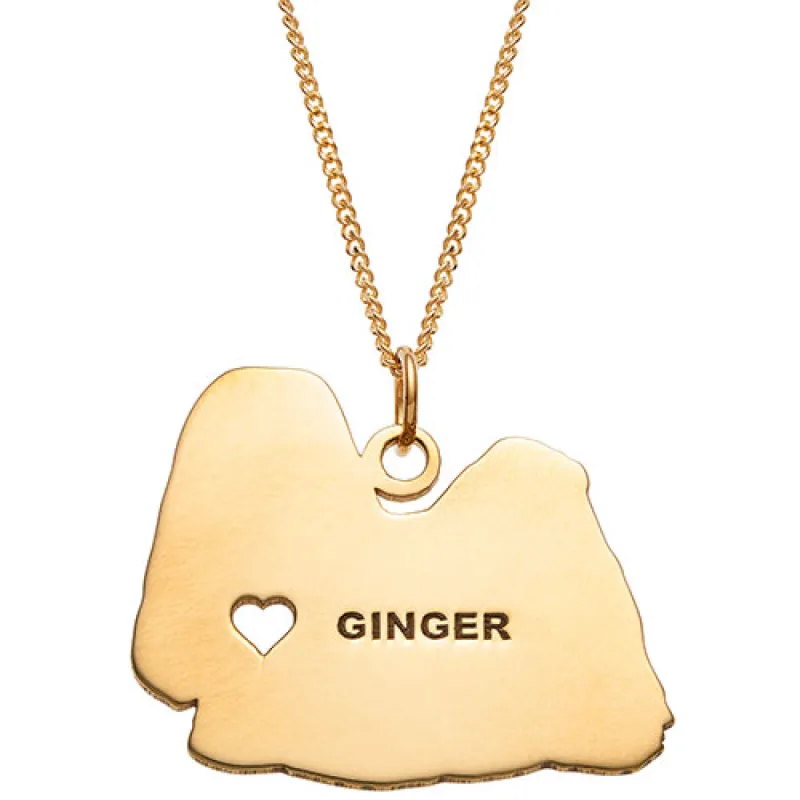 14K Gold Plated Shitzu Dog Necklace sold by Limoges Jewelry