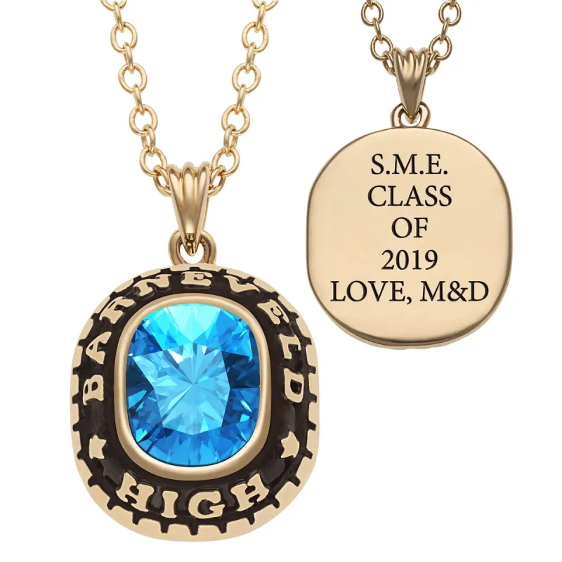 14K Gold over Sterling Cushion-cut Birthstone Graduation Pendant sold by Limoges Jewelry