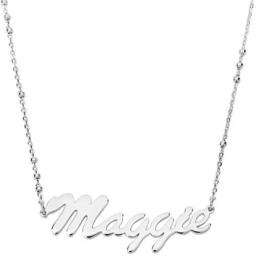 Hollywood Script Name Station Beaded Chain Necklace sold by Limoges Jewelry product image thumbnail 2