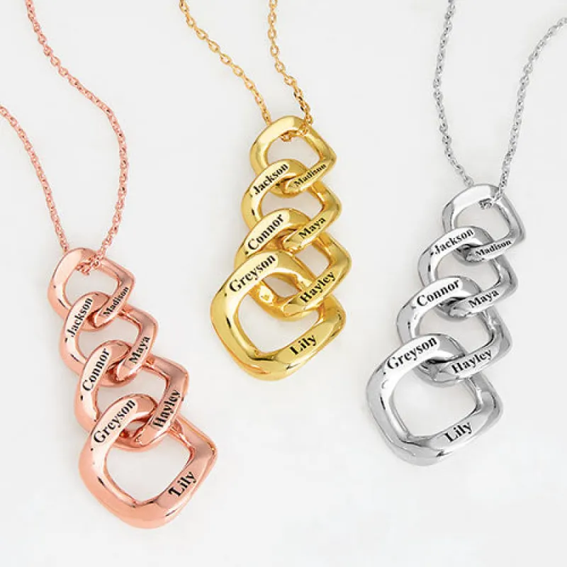 Engraved Open Link Pendant Necklace sold by Limoges Jewelry