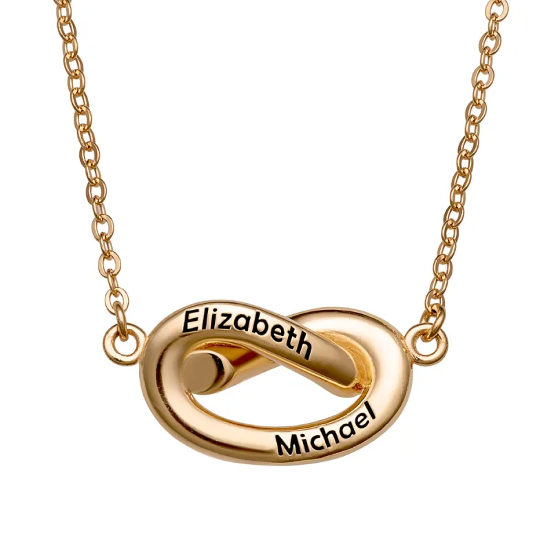 14K Gold over Sterling Engraved Name Pretzel Pendant made by Limoges Jewelry