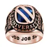 Men's Rose Gold Celebrium Birthstone with Diagonal Bridge Class Ring sold by Limoges Jewelry