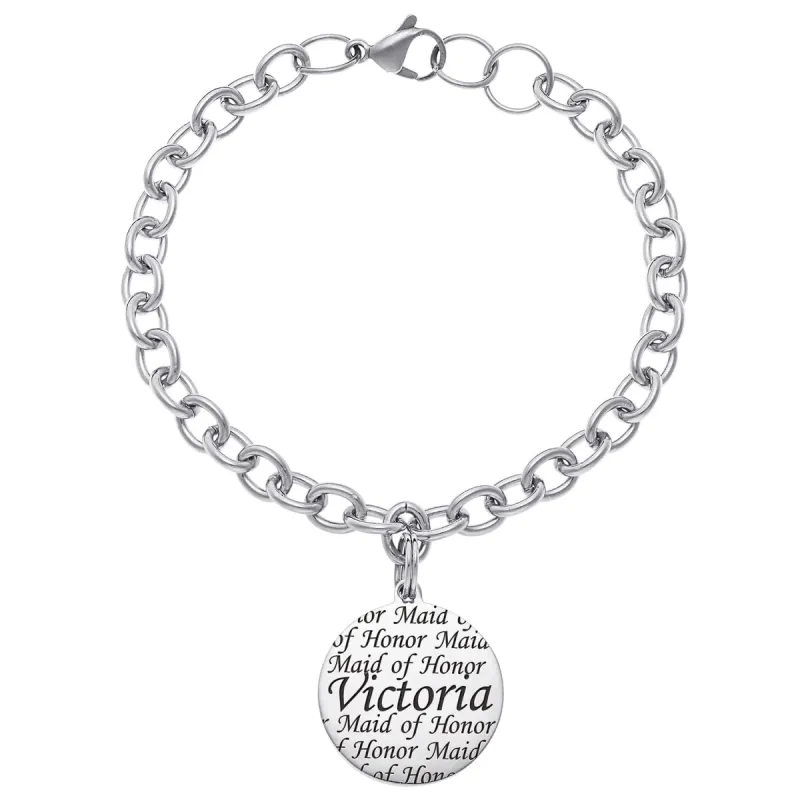 Everscribe Maid of Honor Engraved Name Bracelet sold by Limoges Jewelry
