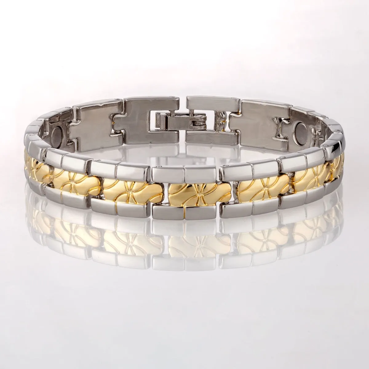 Two Tone Magnetic Bracelet 9in sold by Limoges Jewelry
