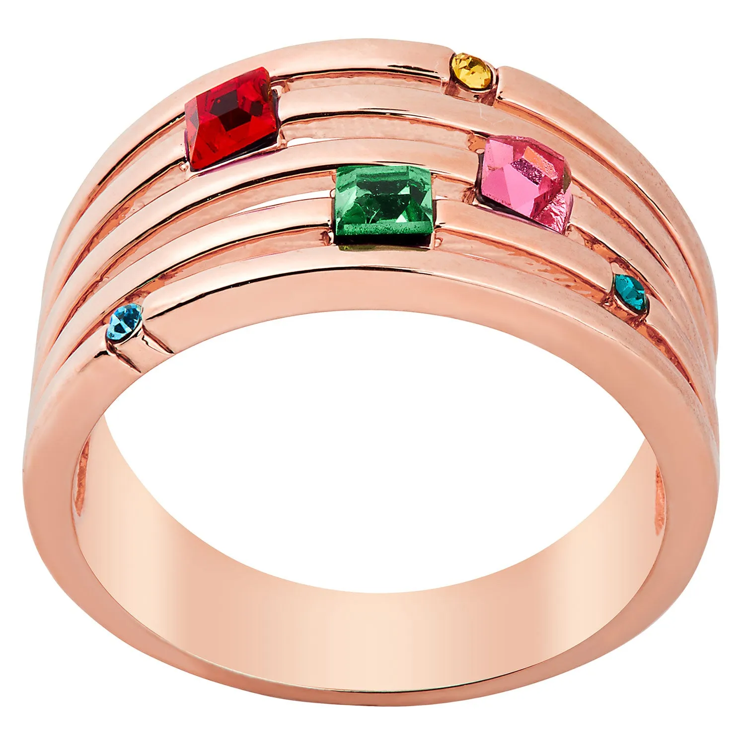 14K Rose Gold Plated Mulitshape Family Birthstone Faux Stack Ring sold by Limoges Jewelry