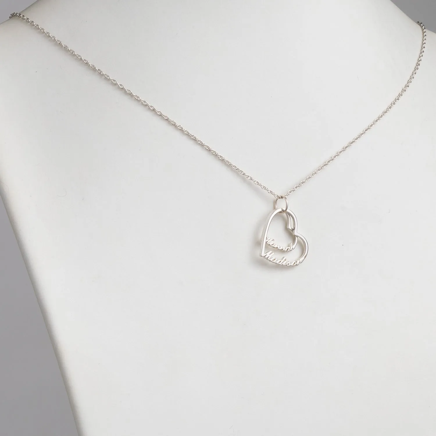 Sterling Silver Script Name with Heart Necklace - 2 Names sold by Limoges Jewelry product image thumbnail 2