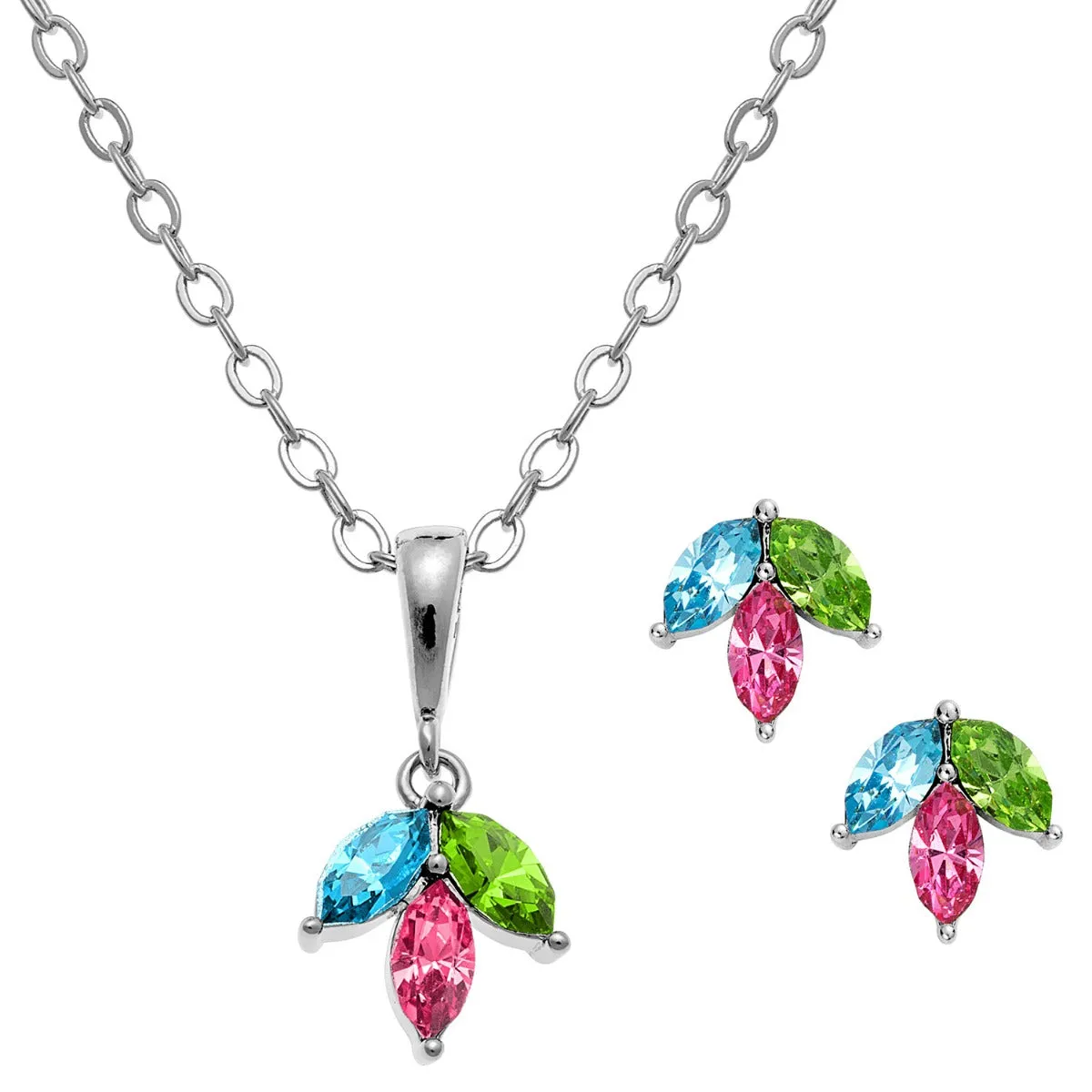 Birthstone Marquise Stud Earrings and Necklace Set sold by Limoges Jewelry