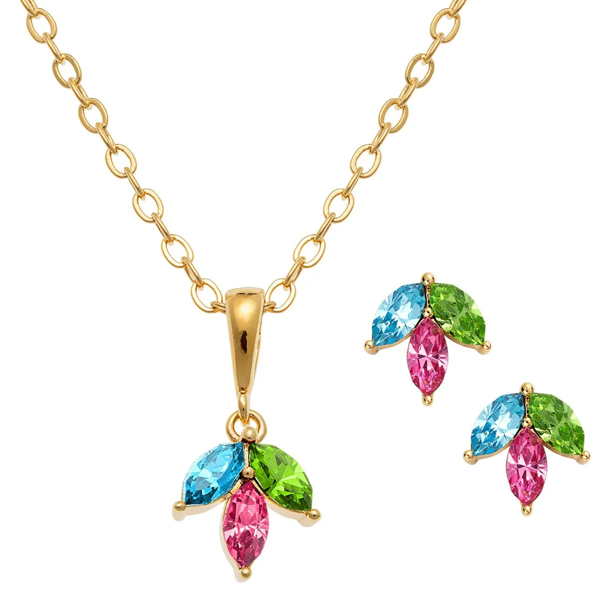 Birthstone Marquise Stud Earrings and Necklace Set sold by Limoges Jewelry product image thumbnail 2