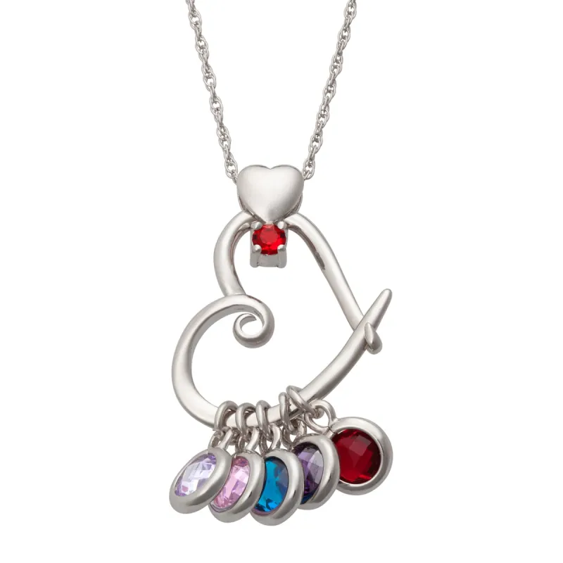 Sterling Silver Heart Bezel Set Birthstone Necklace sold by Limoges Jewelry