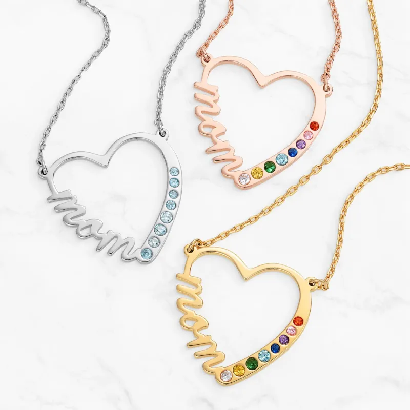 Mom Has My Heart Birthstone Necklace sold by Limoges Jewelry