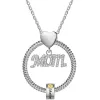 Silver Plated Mom Circle Pendant with Engraved Birthstone Charm sold by Limoges Jewelry