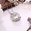 Silver Plated Mom Circle Pendant with Engraved Birthstone Charm sold by Limoges Jewelry