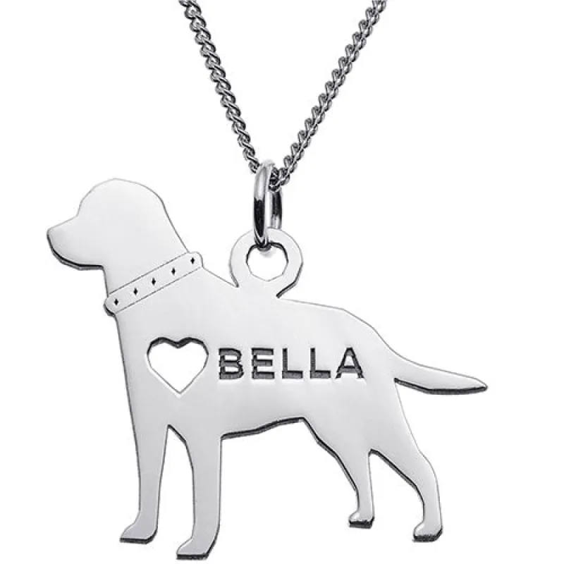 Silver Plated Labrador Silhouette Necklace sold by Limoges Jewelry