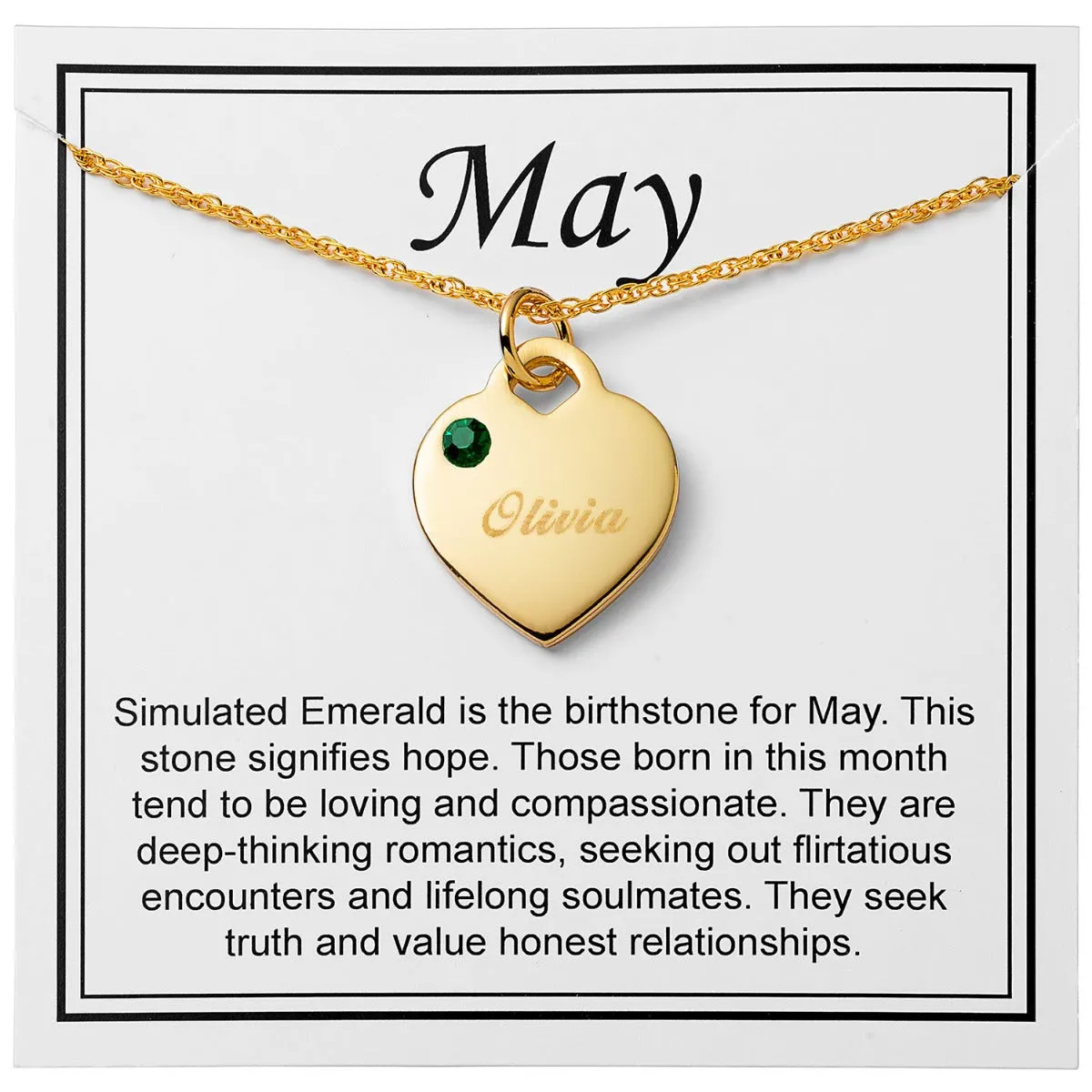 14K Gold Plated Engraved Birthstone Charm Necklace with Card sold by Limoges Jewelry product image thumbnail 4