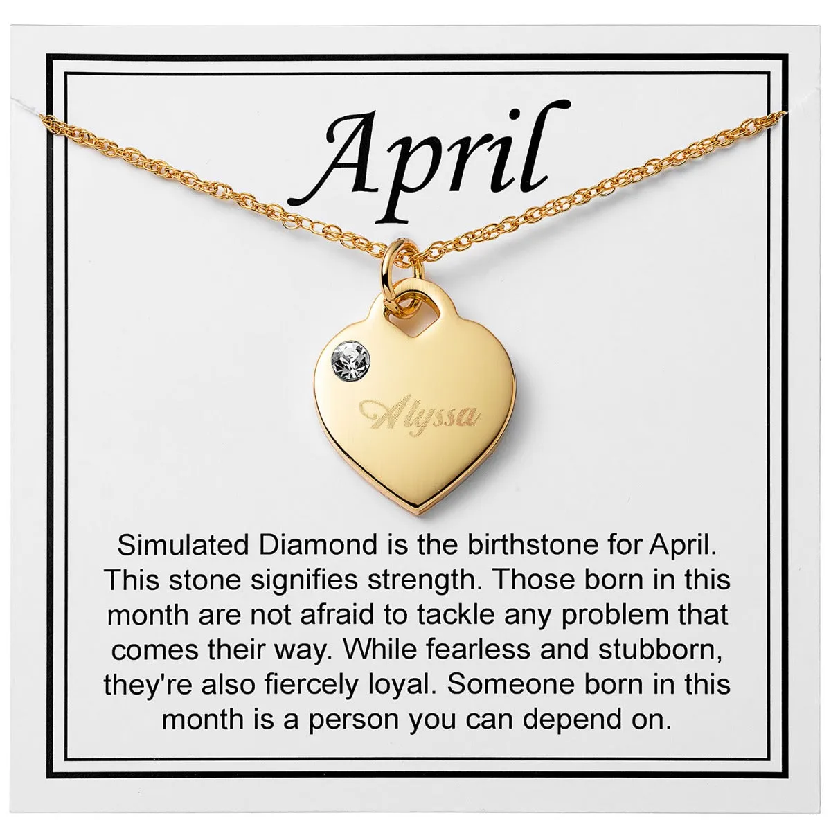 14K Gold Plated Engraved Birthstone Charm Necklace with Card sold by Limoges Jewelry product image thumbnail 3