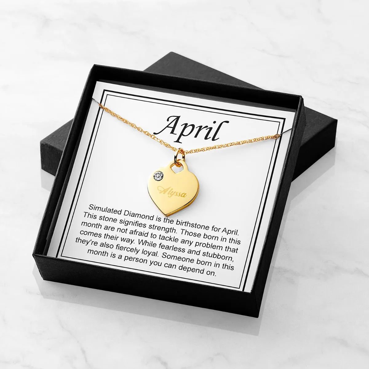 14K Gold Plated Engraved Birthstone Charm Necklace with Card sold by Limoges Jewelry product image thumbnail 2