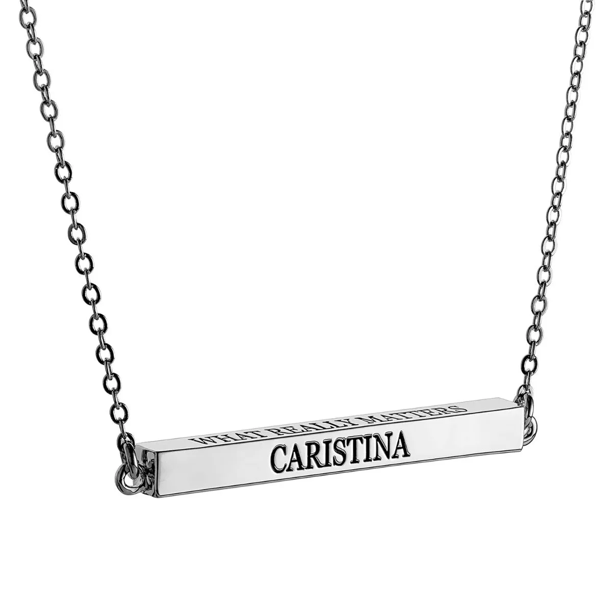 Horizontal 4-sided Bar 'Faith, Hope, Love' Engraved Necklace sold by Limoges Jewelry product image thumbnail 3